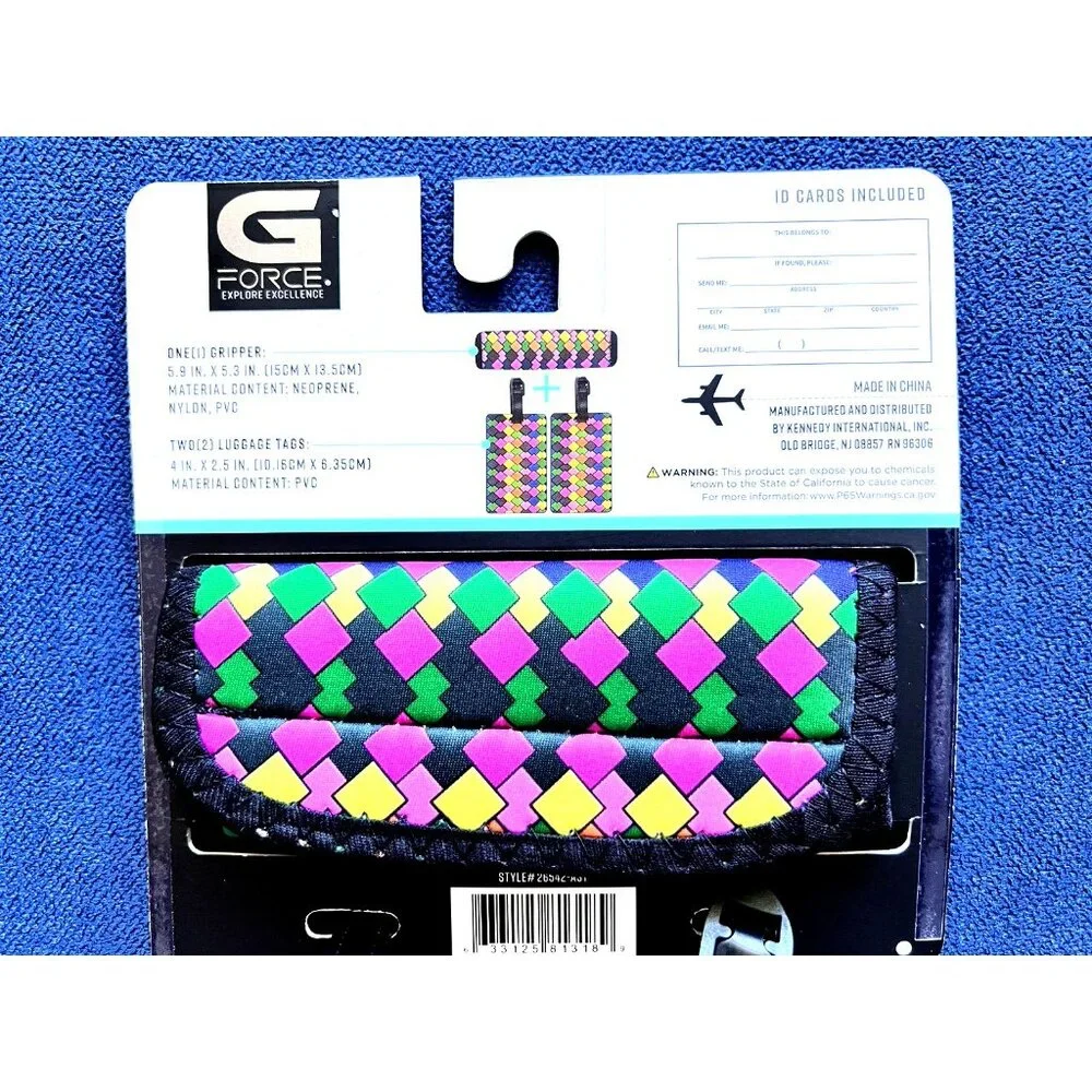 G Force 3 Pc Luggage Tags & Gripper Colorful Traveler Gift Suitcase ID Diamond